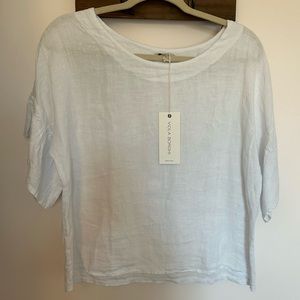 NWT Viola Borghi Linen Flutter Sleeve Top